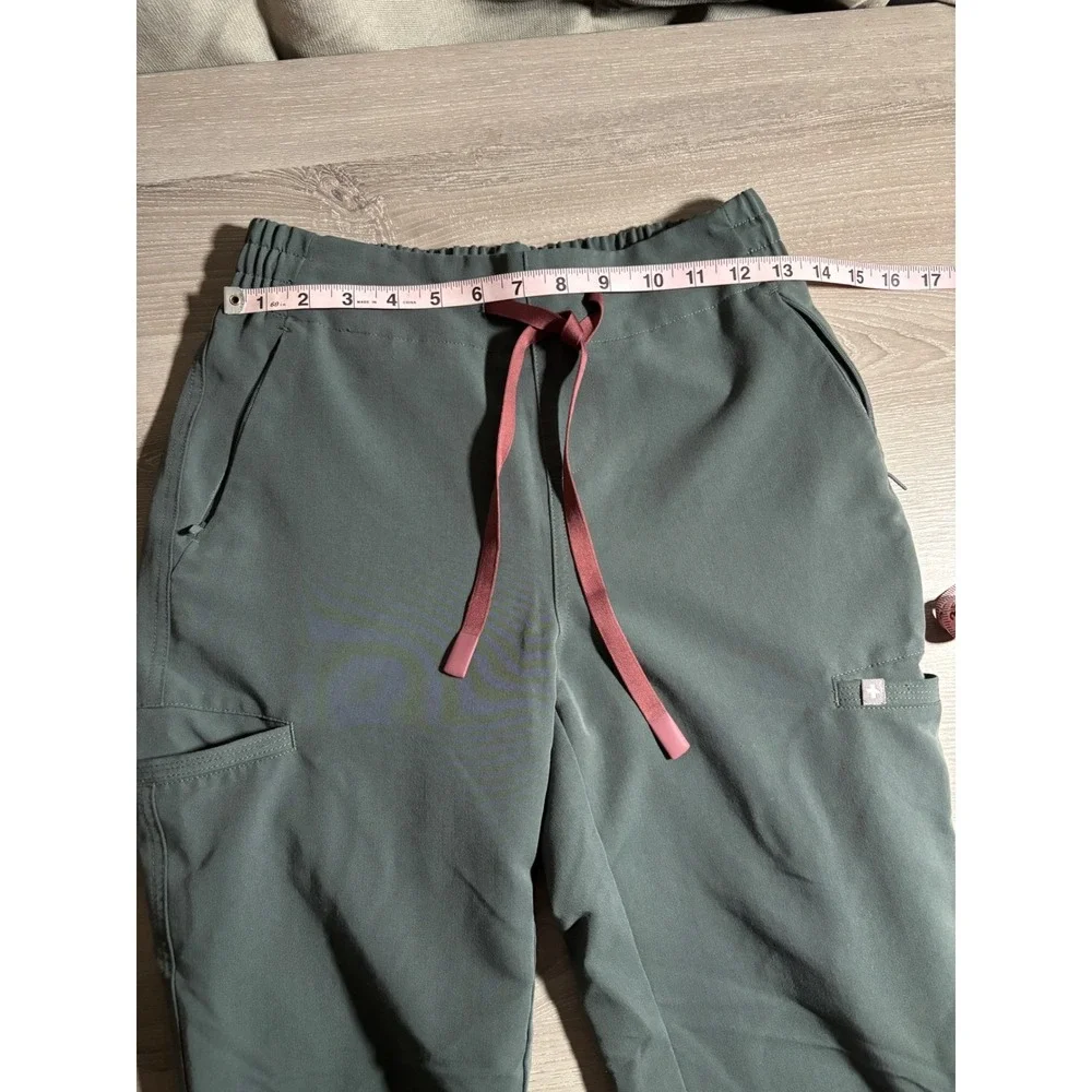 FIGS XS Technical Collection Dark Green Scrub Pants Straight Leg Cargo Medical